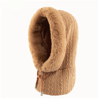 Thumbnail for Thicken Knitted Fleece One-Piece Winter Scarf Mask