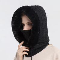 Thumbnail for Thicken Knitted Fleece One-Piece Winter Scarf Mask