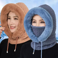 Thumbnail for Thicken Knitted Fleece One-Piece Winter Scarf Mask