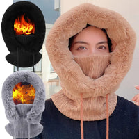Thumbnail for Thicken Knitted Fleece One-Piece Winter Scarf Mask