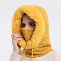 Thumbnail for Thicken Knitted Fleece One-Piece Winter Scarf Mask