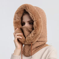 Thumbnail for Thicken Knitted Fleece One-Piece Winter Scarf Mask