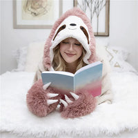 Thumbnail for Winter Hooded Flannel Sloth Shaped Blanket