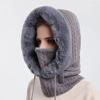 Thumbnail for Thicken Knitted Fleece One-Piece Winter Scarf Mask