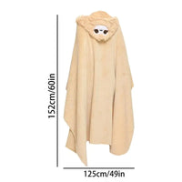 Thumbnail for Winter Hooded Flannel Sloth Shaped Blanket